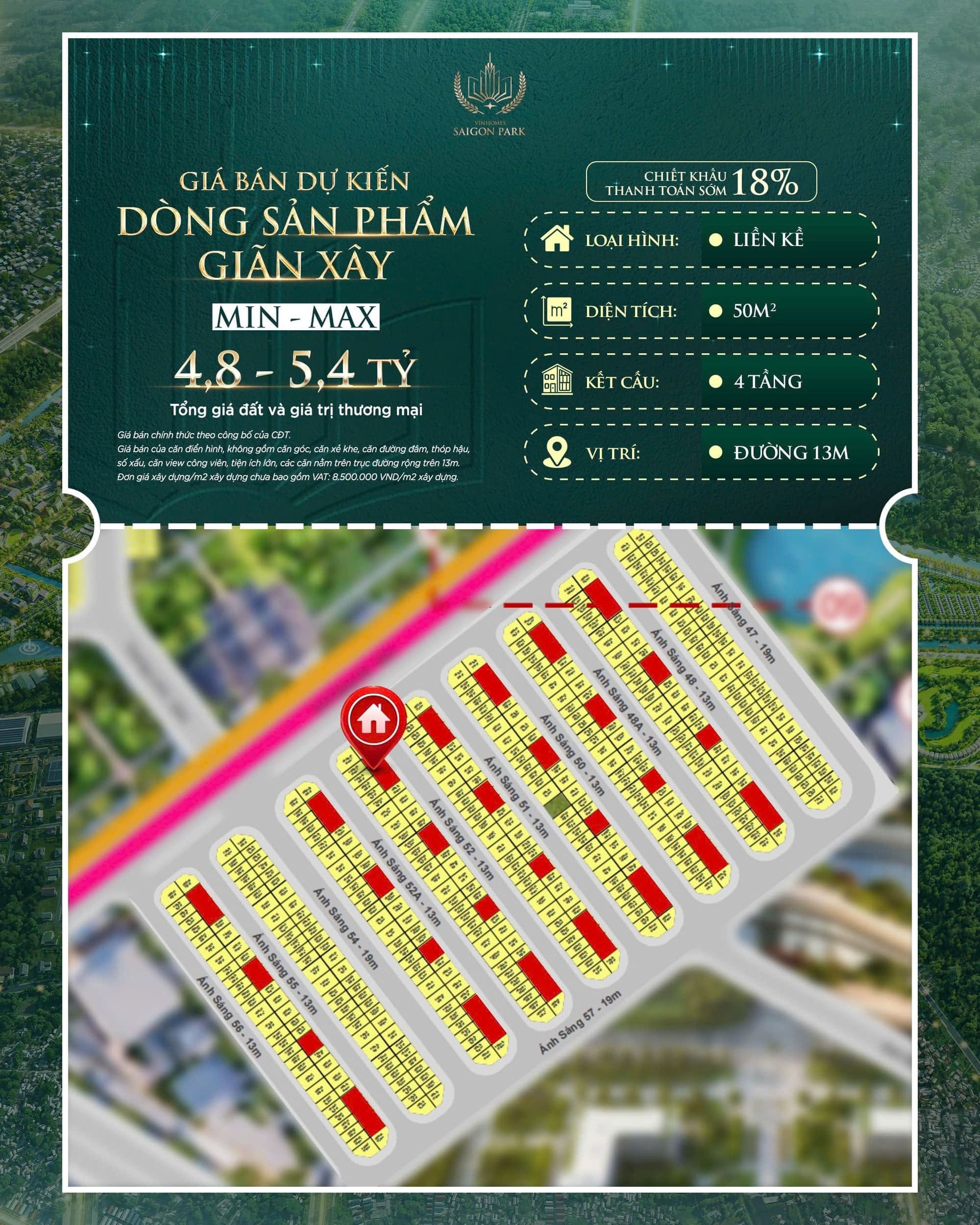Giá bán căn hộ Vinhomes Saigon Park Hóc Môn giai đoạn giãn xây